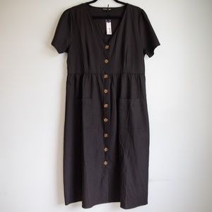 Cotton On black button up dress-XL